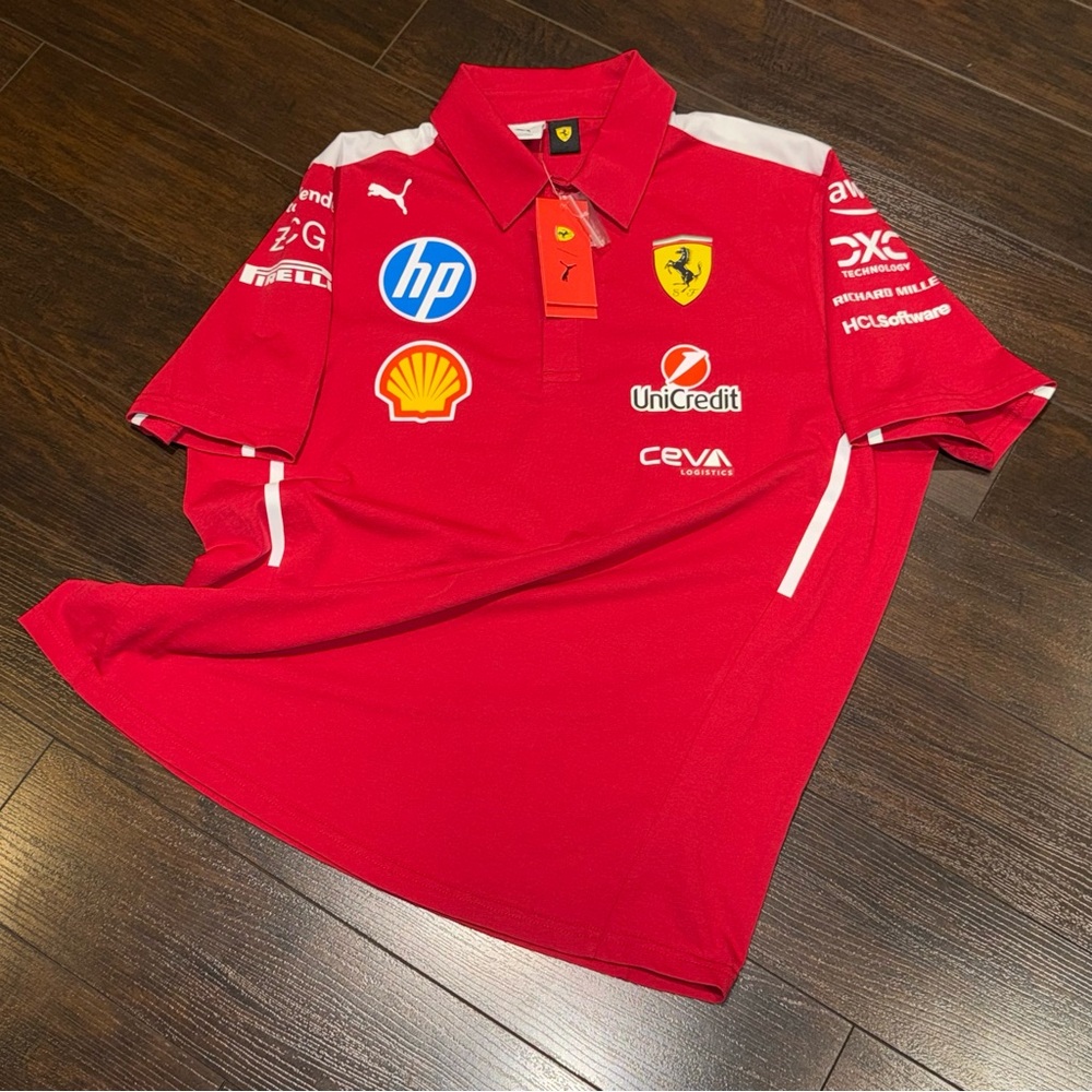 NWT! Scuderia Ferrari 2025 Formula 1 Racing Team Men's Polo Shirt Size XL